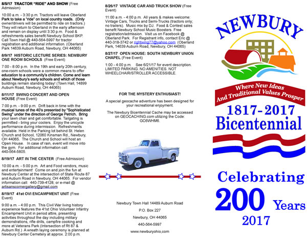 Bicentennial Events Schedule